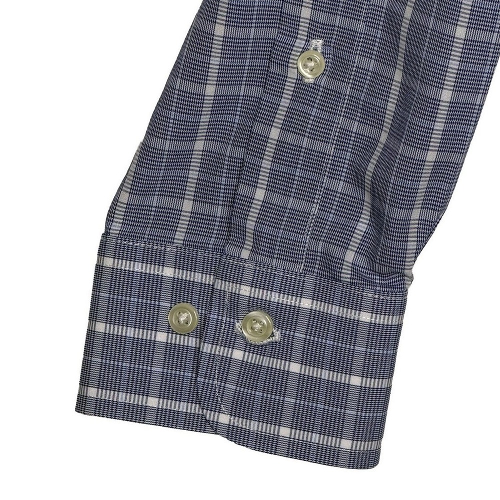 Brooks Brothers Dress Shirt 346 Non-Iron Slim Fit Blue Plaid Check Size 15 1/2 - Picture 7 of 8
